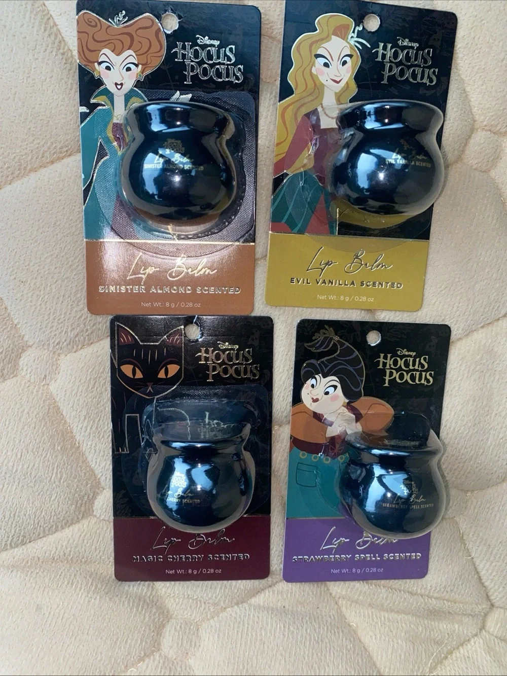 Disney Hocus Pocus Halloween Lip Balm Set Of 4 Cherry Strawberry Vanilla Almond